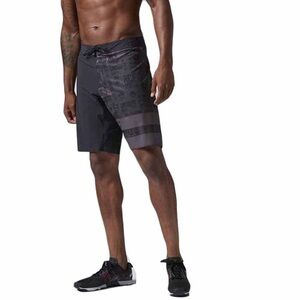 REEBOK CrossFit Shorts Mens Size 30 Board Shorts Black Hero Star & Stripes EUC
